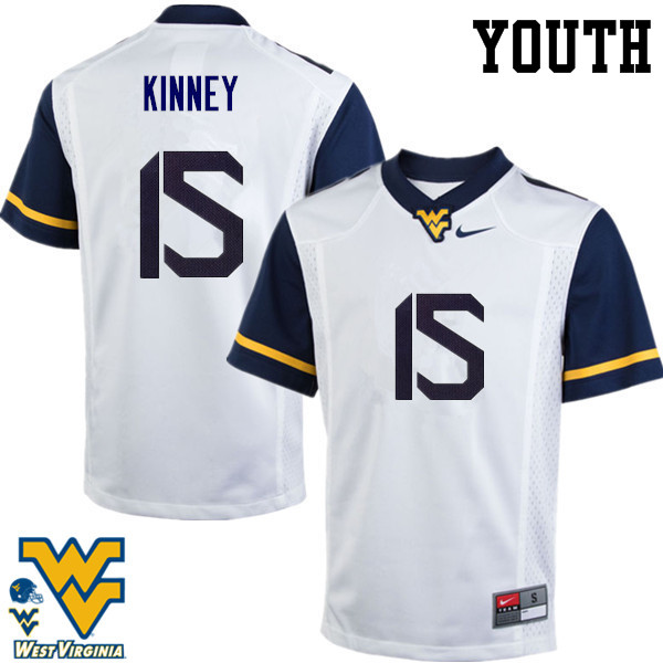 NCAA Youth Billy Kinney West Virginia Mountaineers White #15 Nike Stitched Football College Authentic Jersey SZ23Z35DD